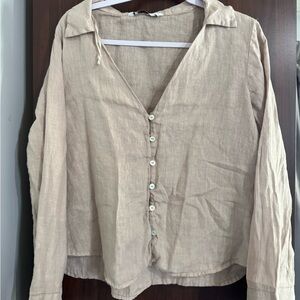 Women's Beige Button-Up Top